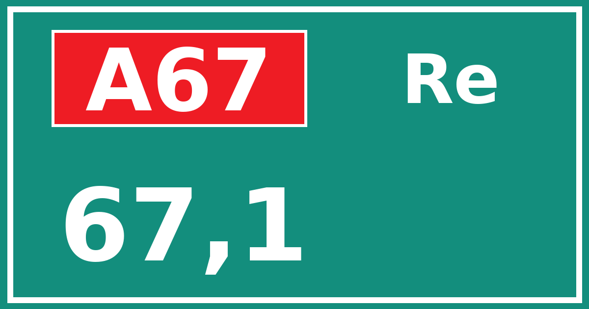 Hectometerbord A67 67,1 zijde Re