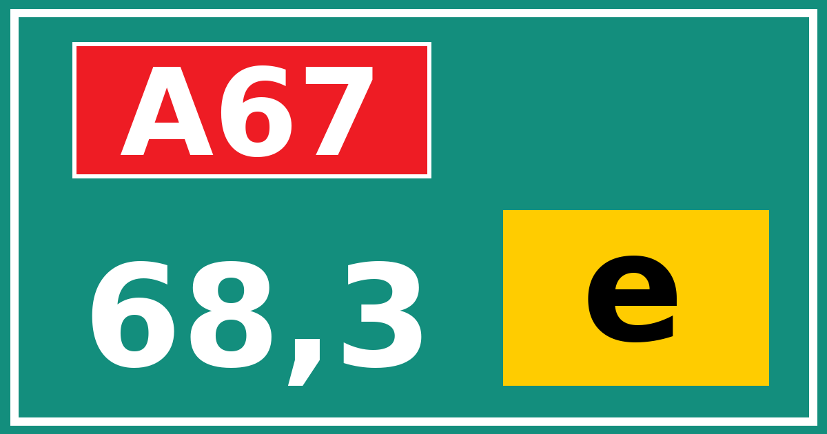 Hectometerbord A67 68,3 letter e