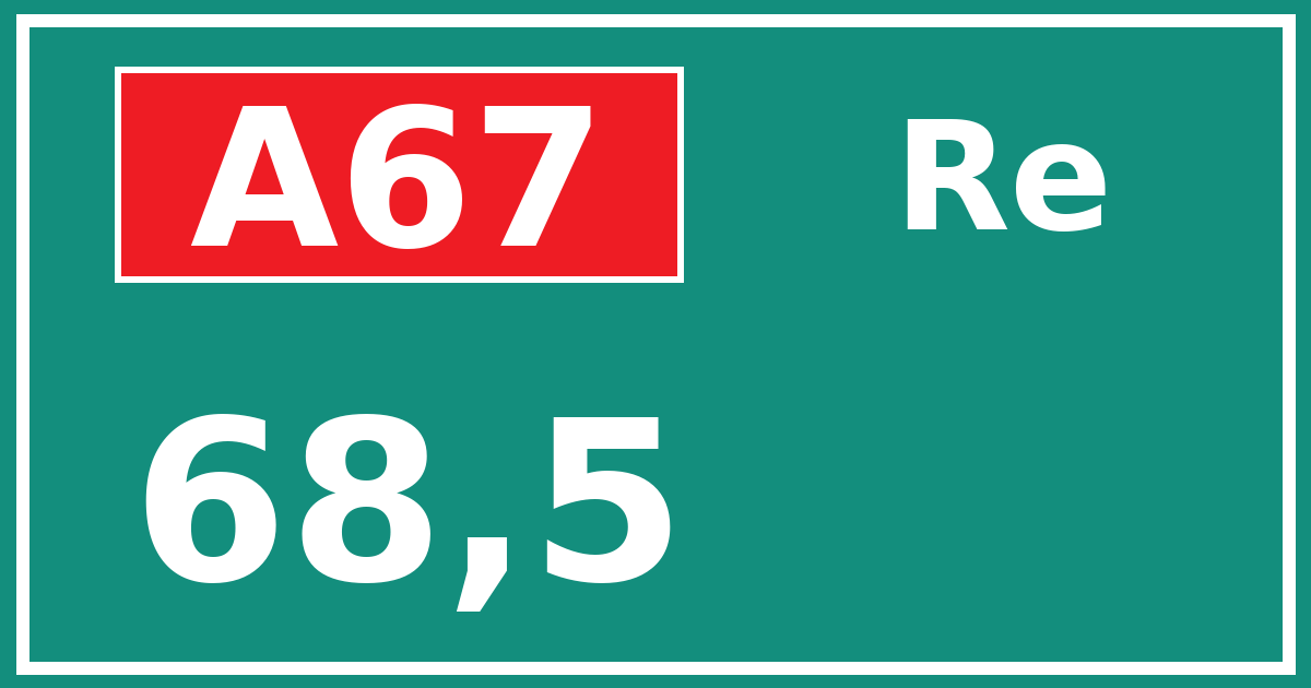 Hectometerbord A67 68,5 zijde Re