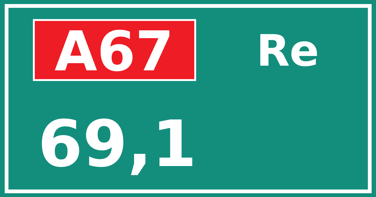 Hectometerbord A67 69,1 zijde Re