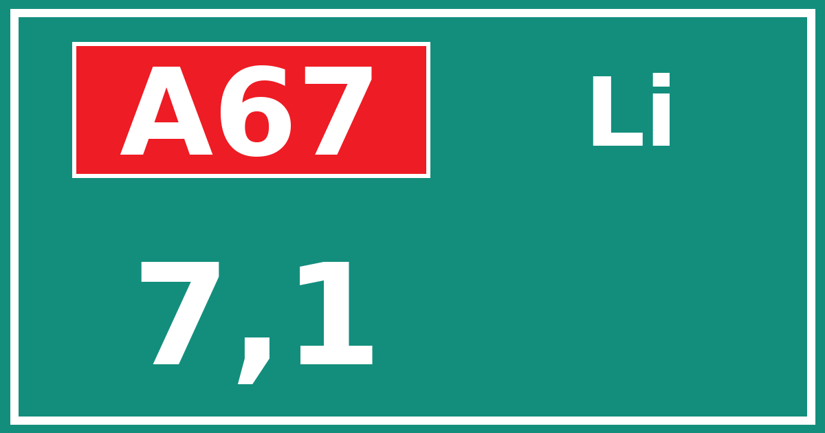 Hectometerbord A67 7,1 zijde Li