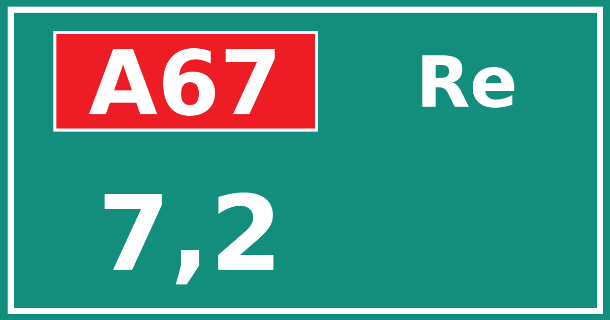 Hectometerbord A67 7,2 zijde Re