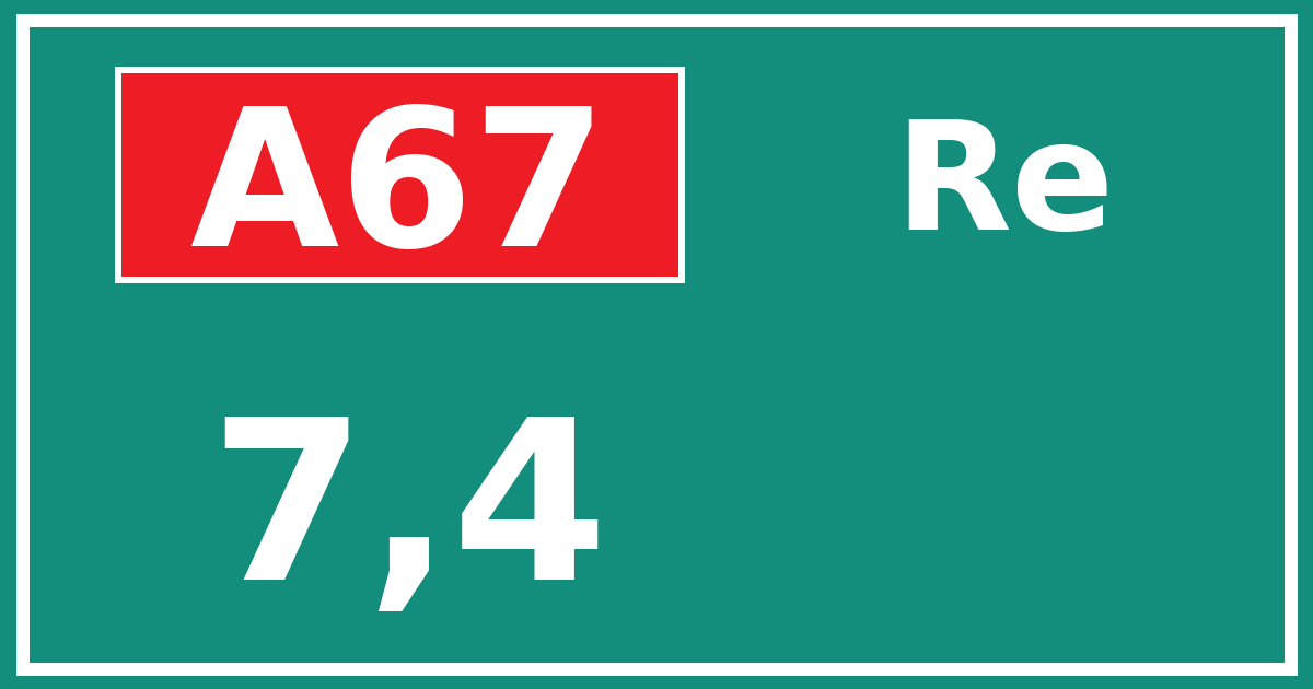 Hectometerbord A67 7,4 zijde Re