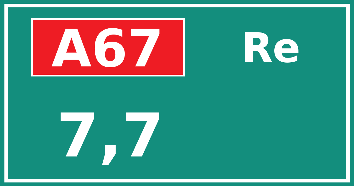 Hectometerbord A67 7,7 zijde Re