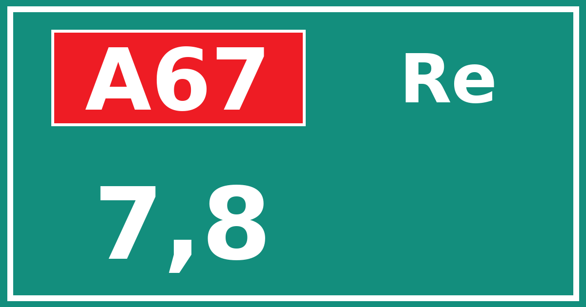 Hectometerbord A67 7,8 zijde Re