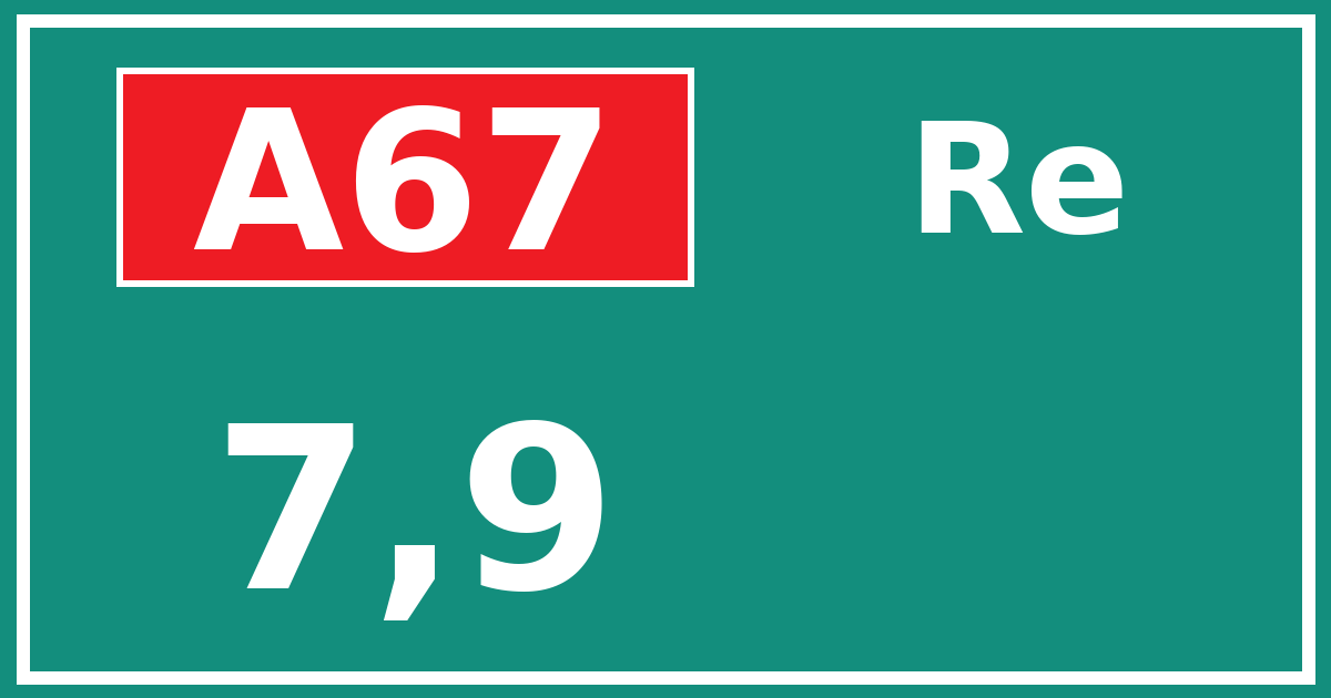 Hectometerbord A67 7,9 zijde Re