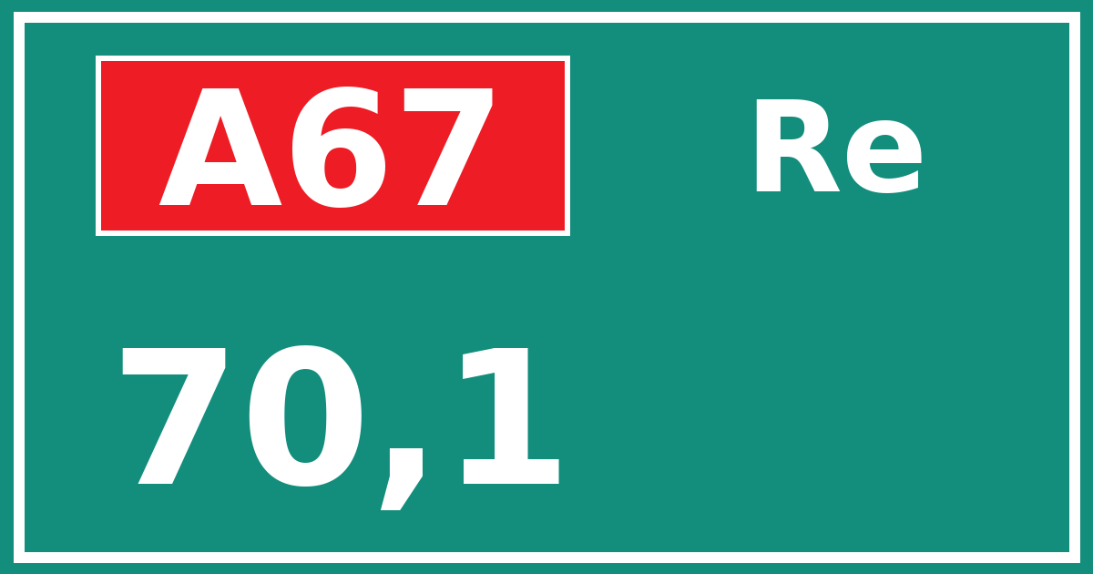 Hectometerbord A67 70,1 zijde Re
