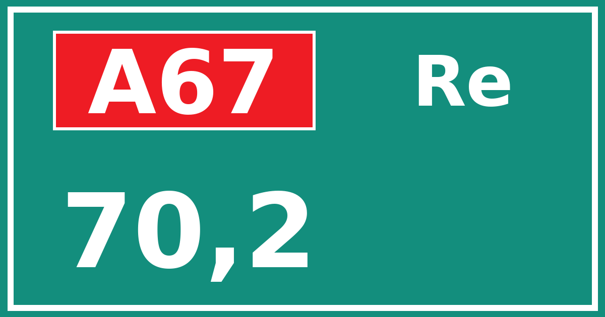Hectometerbord A67 70,2 zijde Re