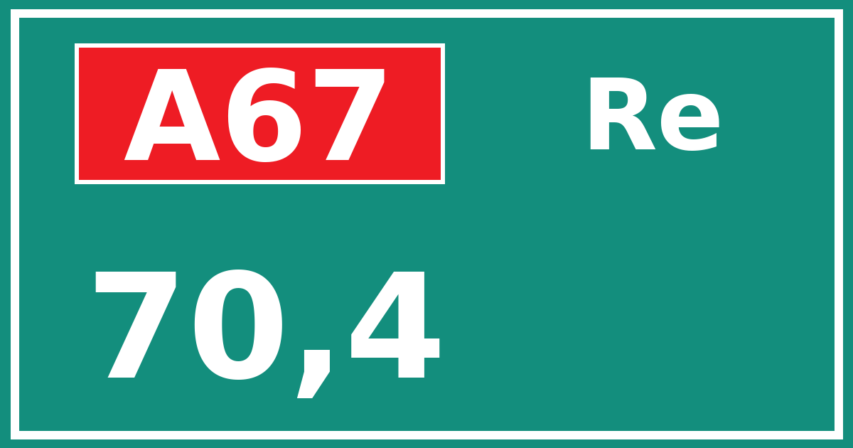 Hectometerbord A67 70,4 zijde Re
