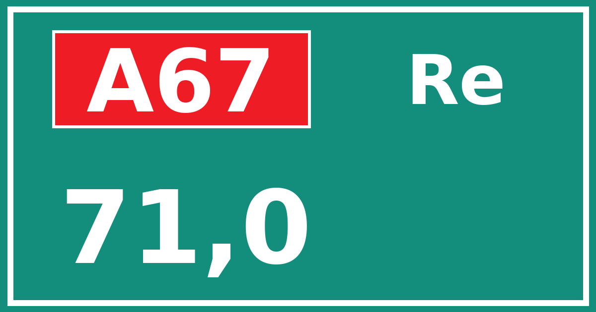 Hectometerbord A67 71,0 zijde Re