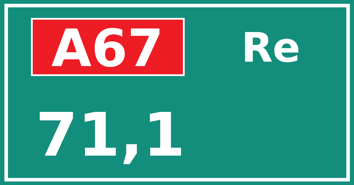 Hectometerbord A67 71,1 zijde Re