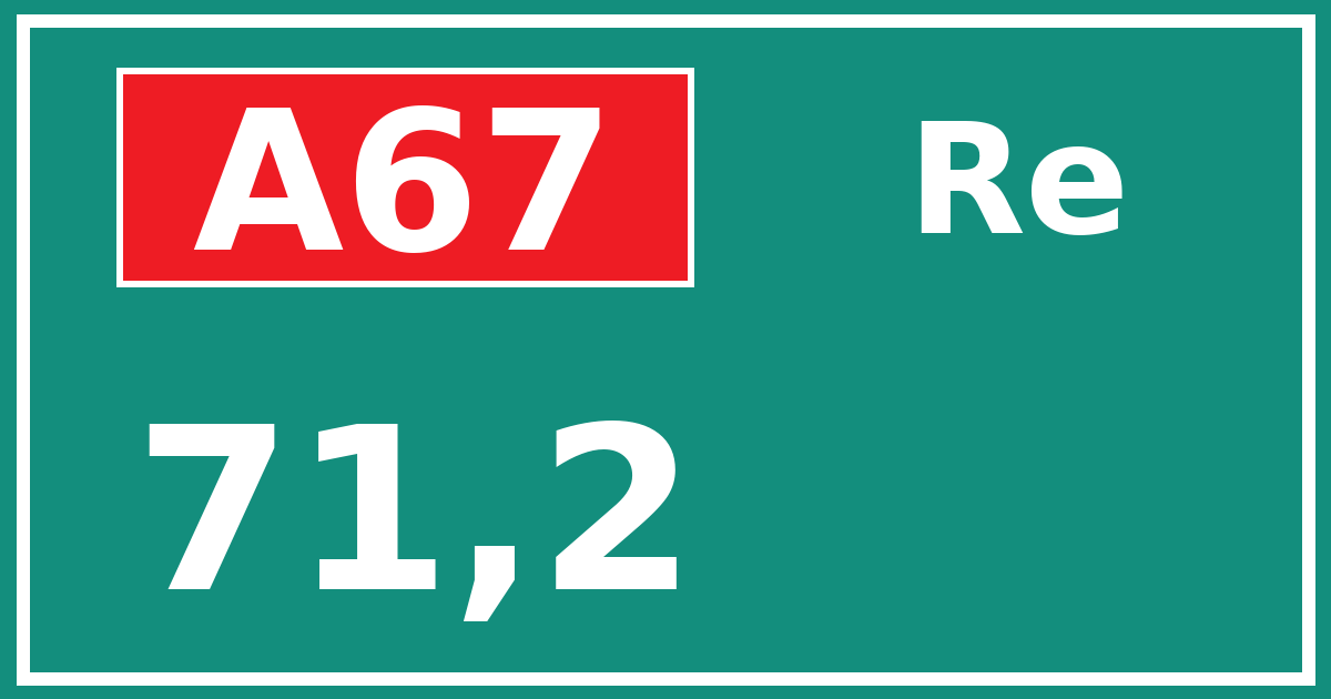 Hectometerbord A67 71,2 zijde Re