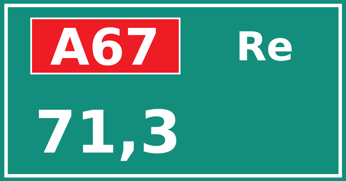 Hectometerbord A67 71,3 zijde Re