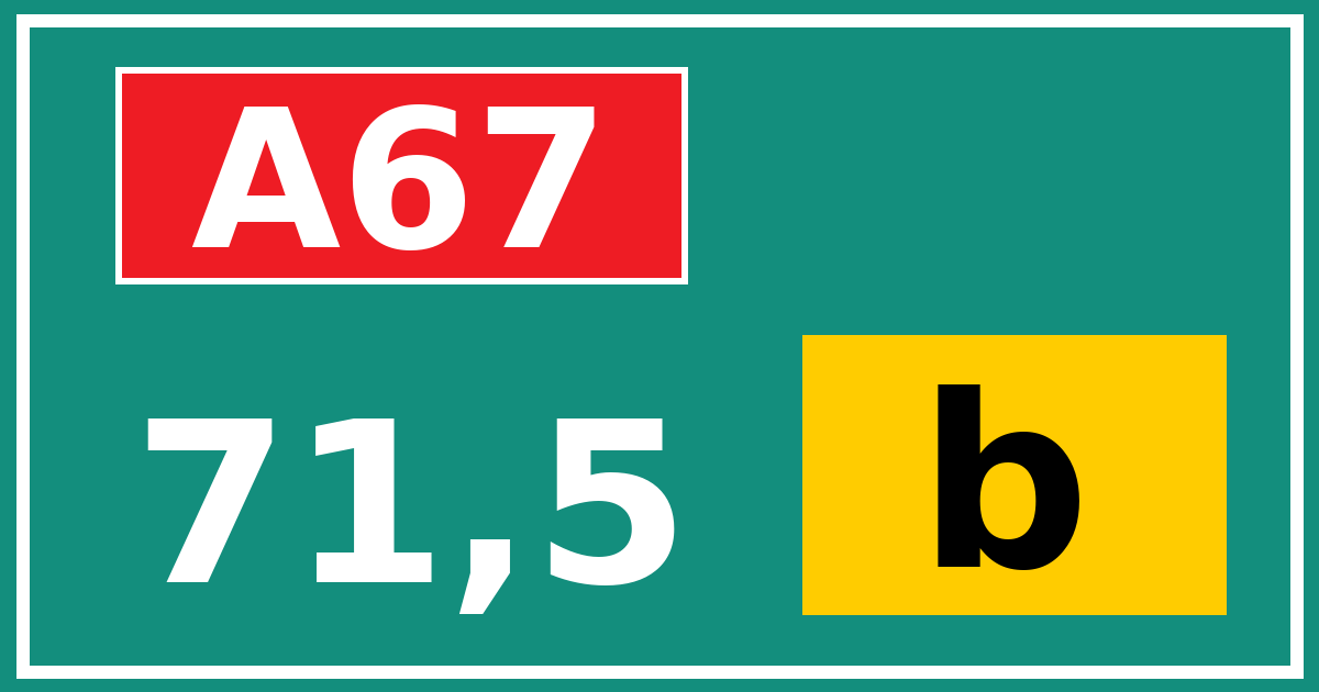 Hectometerbord A67 71,5 letter b