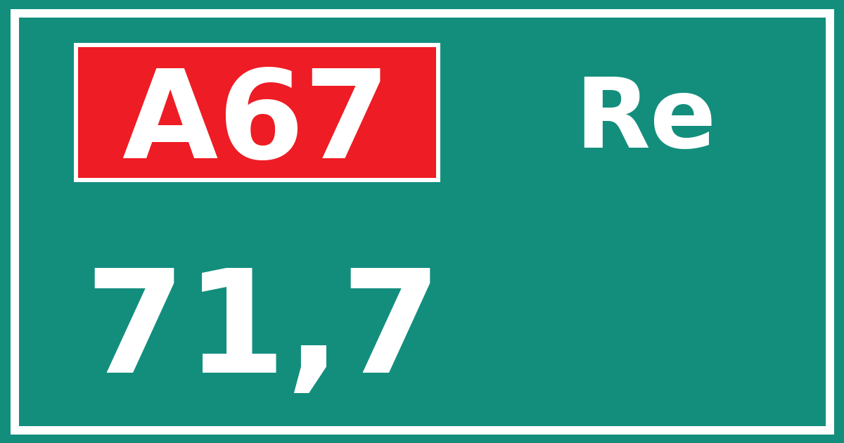 Hectometerbord A67 71,7 zijde Re