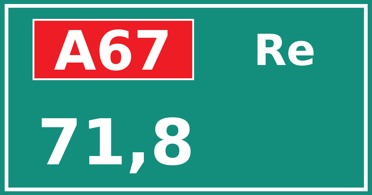 Hectometerbord A67 71,8 zijde Re