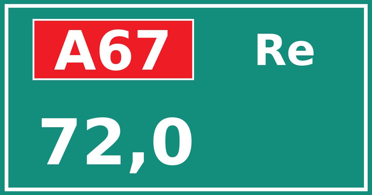 Hectometerbord A67 72,0 zijde Re