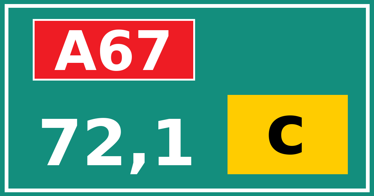 Hectometerbord A67 72,1 letter c
