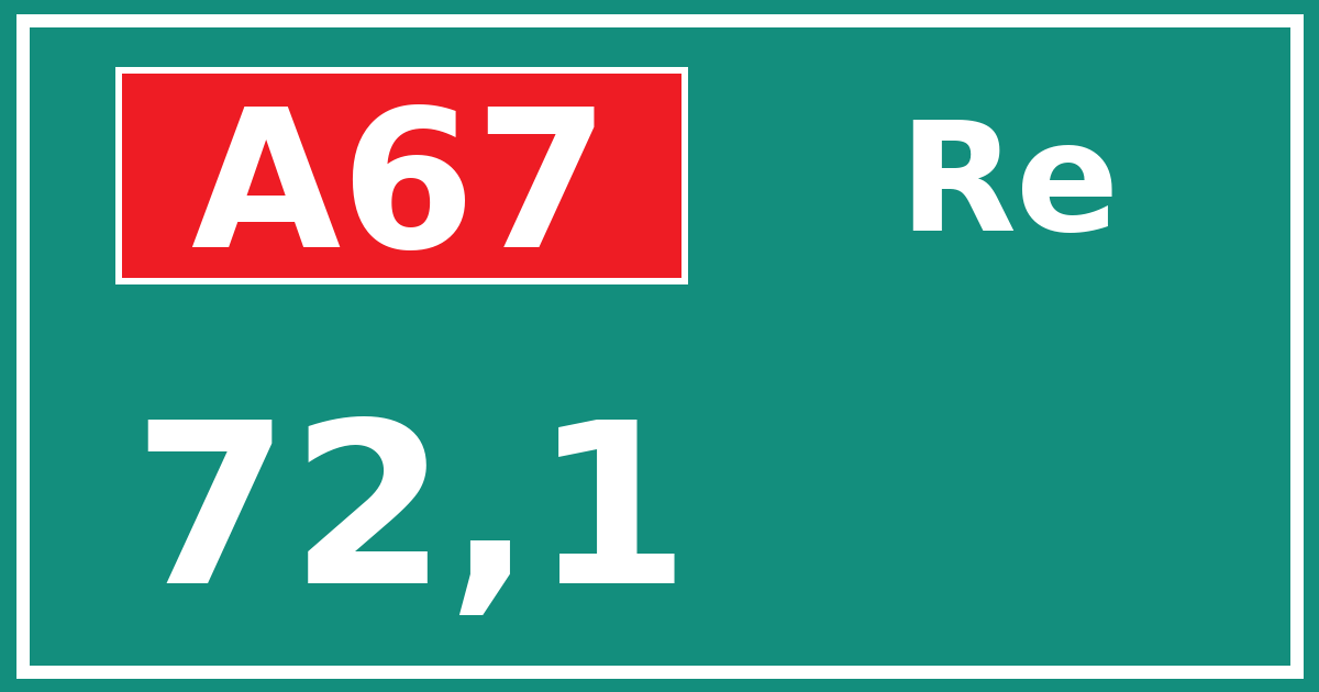 Hectometerbord A67 72,1 zijde Re