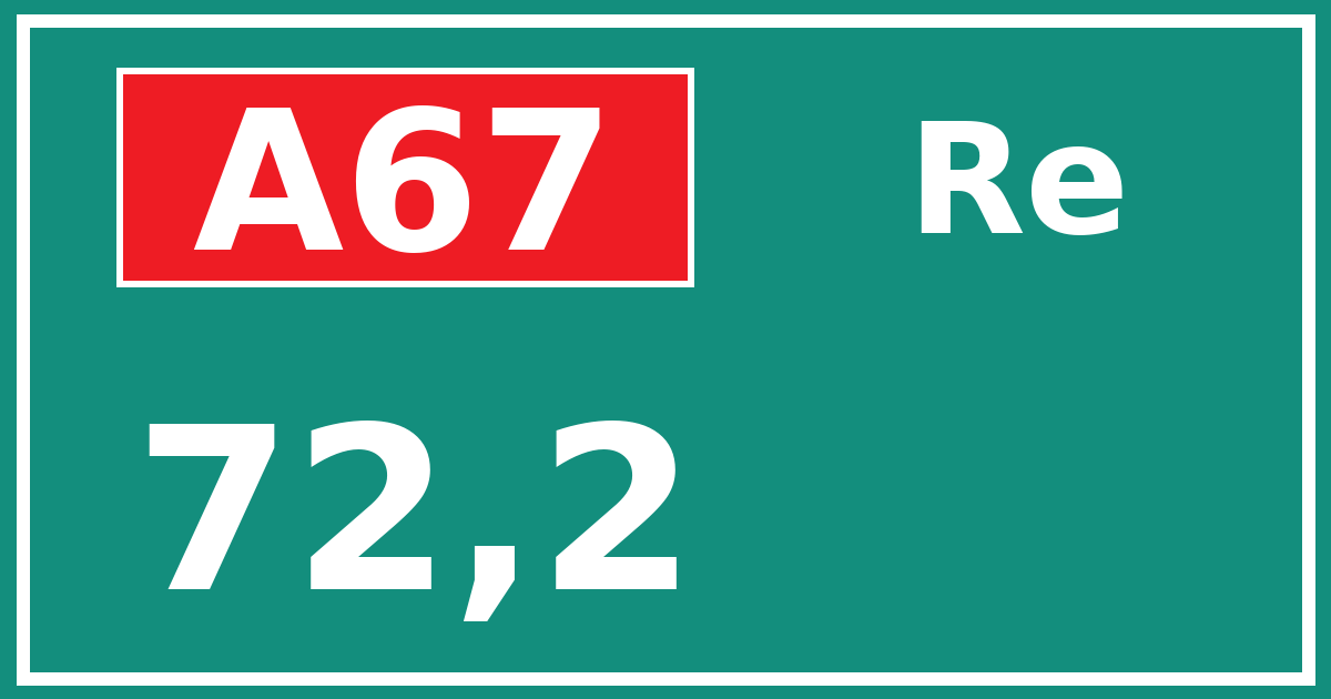 Hectometerbord A67 72,2 zijde Re