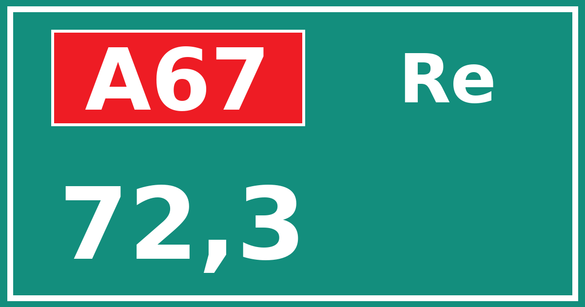 Hectometerbord A67 72,3 zijde Re