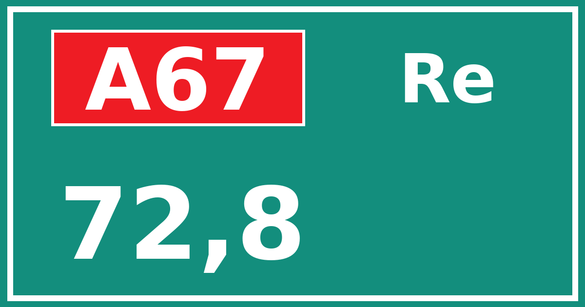 Hectometerbord A67 72,8 zijde Re