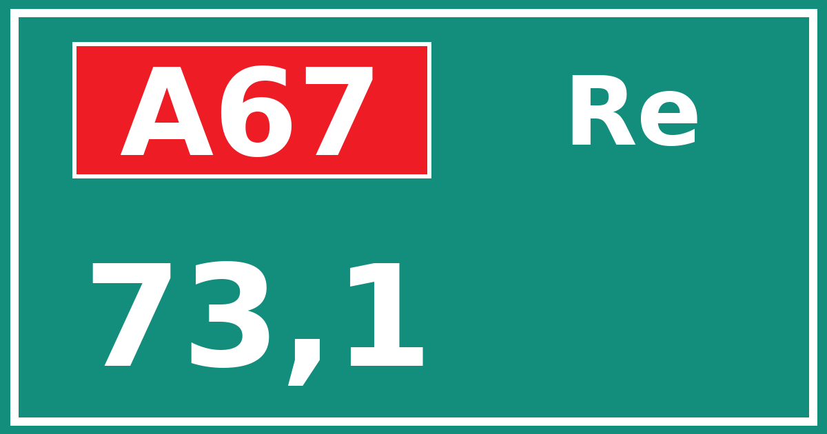 Hectometerbord A67 73,1 zijde Re