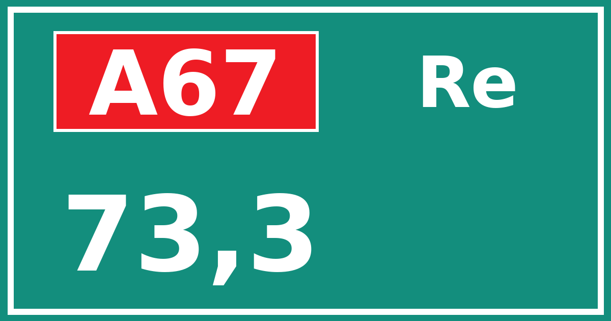 Hectometerbord A67 73,3 zijde Re