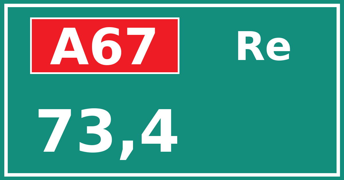 Hectometerbord A67 73,4 zijde Re