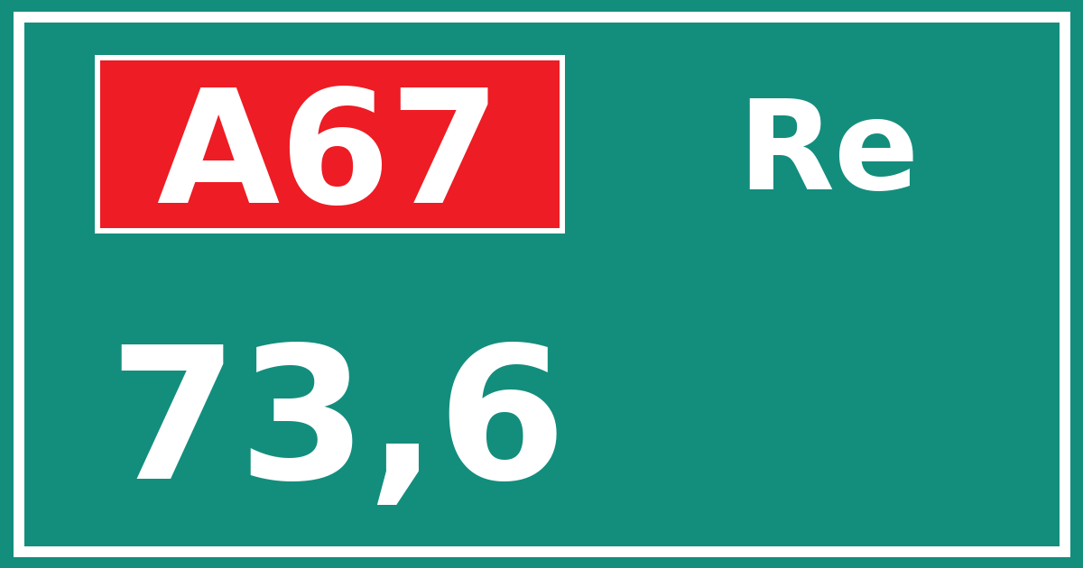 Hectometerbord A67 73,6 zijde Re