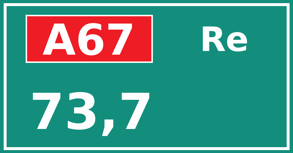 Hectometerbord A67 73,7 zijde Re
