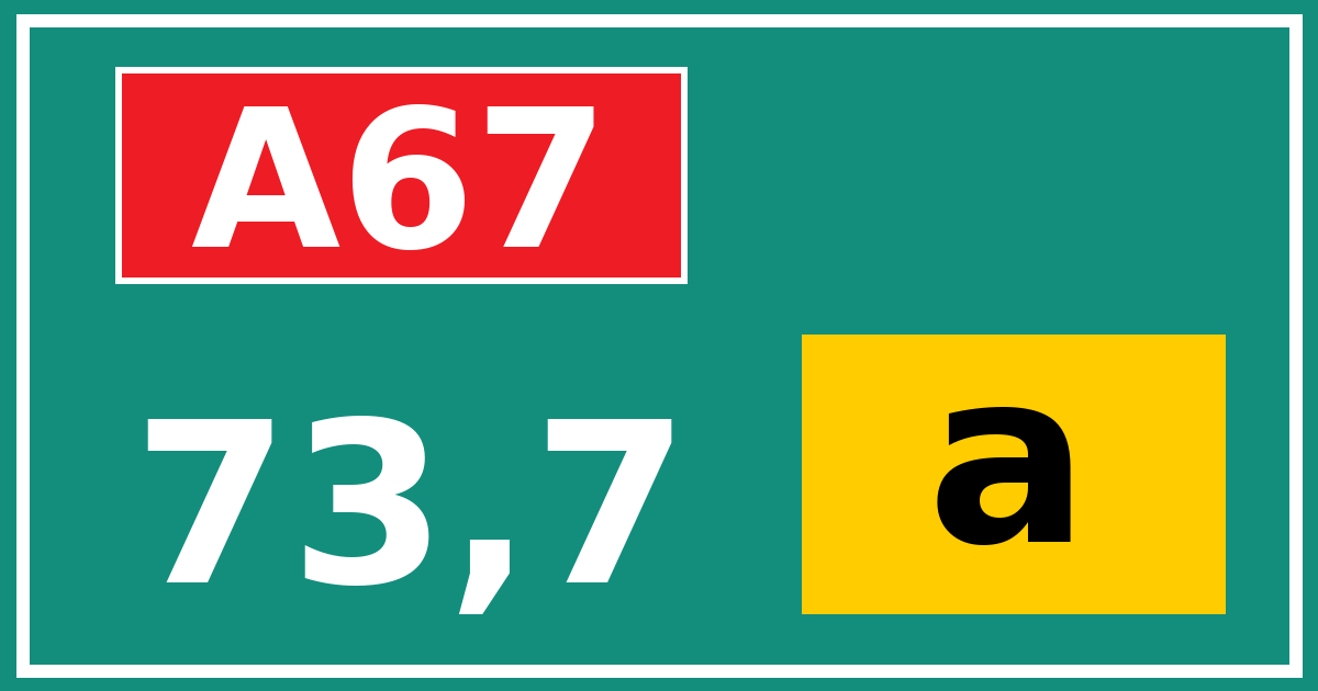 Hectometerbord A67 73,7 letter a
