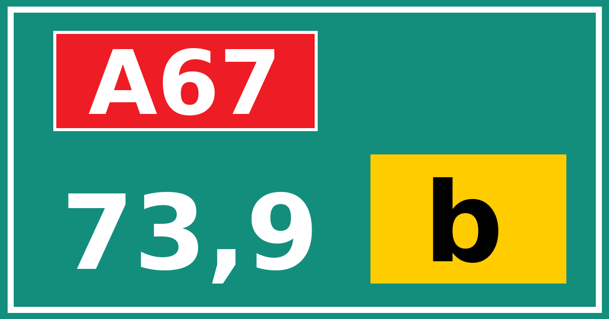 Hectometerbord A67 73,9 letter b