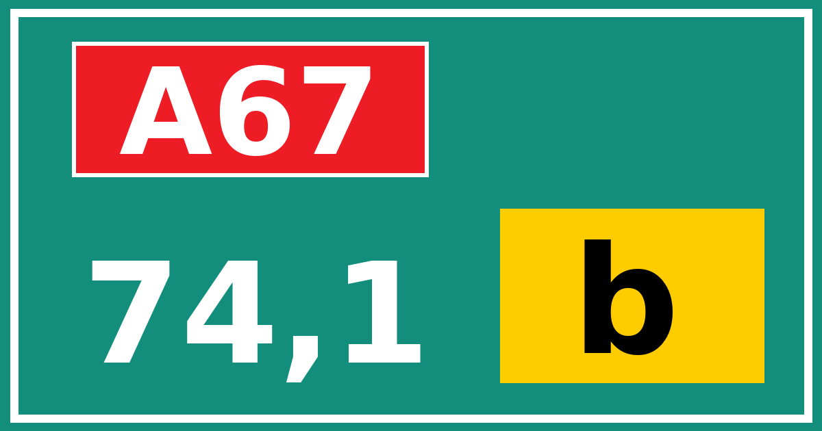 Hectometerbord A67 74,1 letter b
