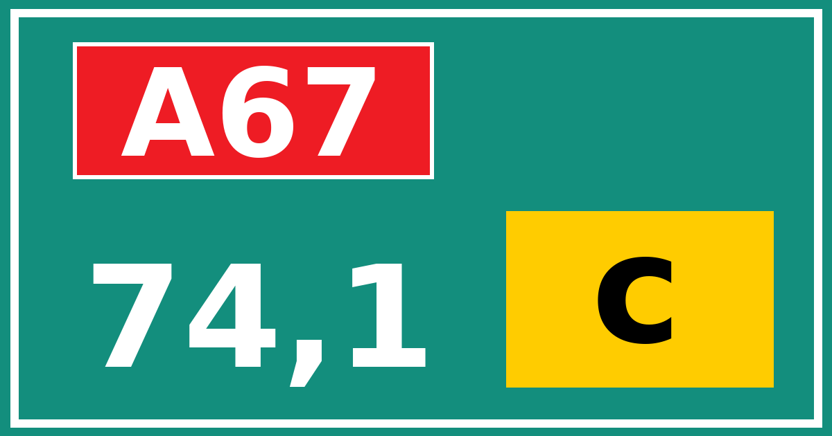 Hectometerbord A67 74,1 letter c