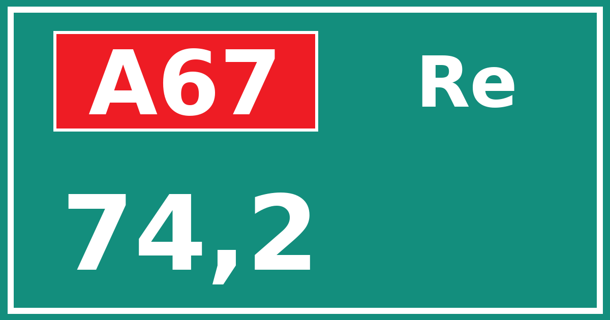 Hectometerbord A67 74,2 zijde Re