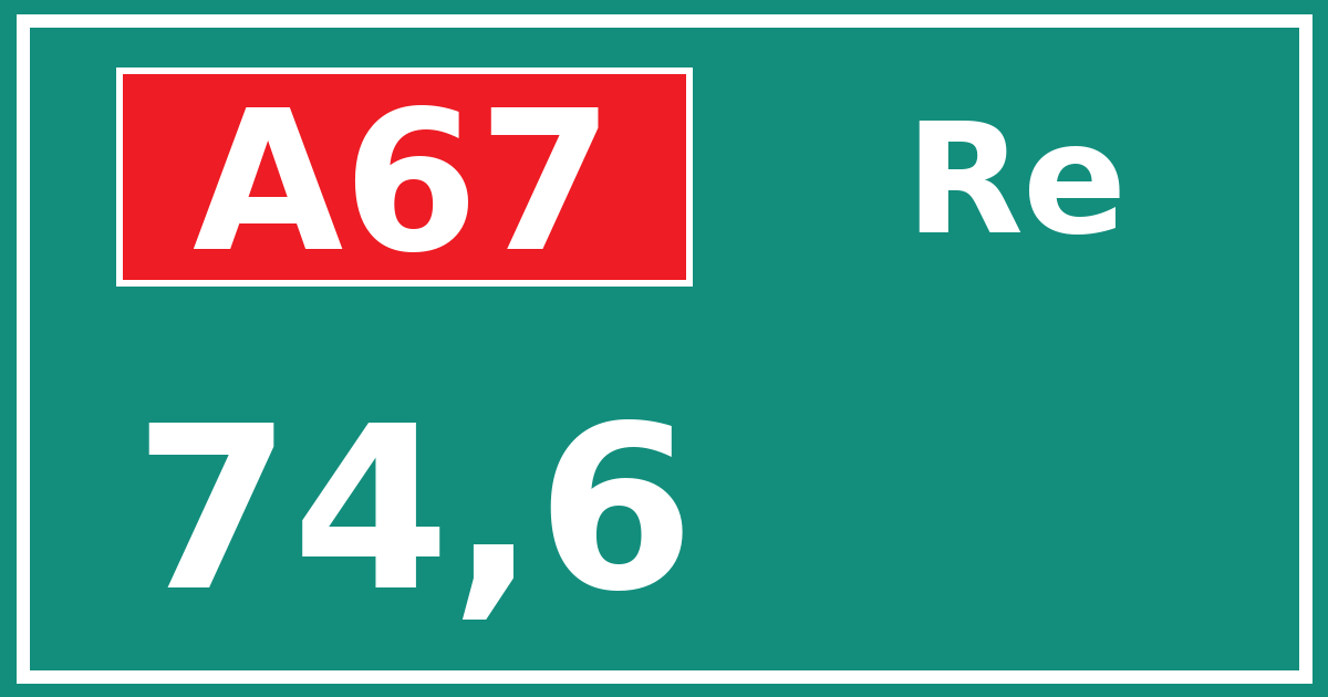 Hectometerbord A67 74,6 zijde Re