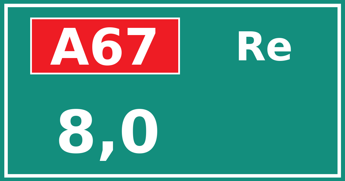 Hectometerbord A67 8,0 zijde Re