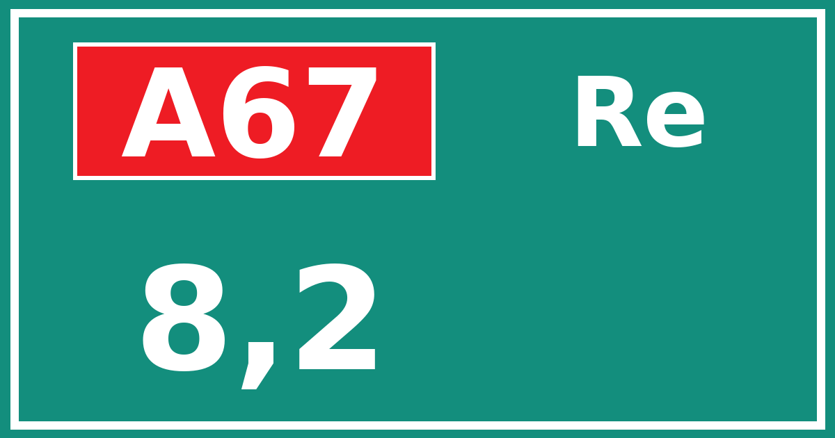 Hectometerbord A67 8,2 zijde Re