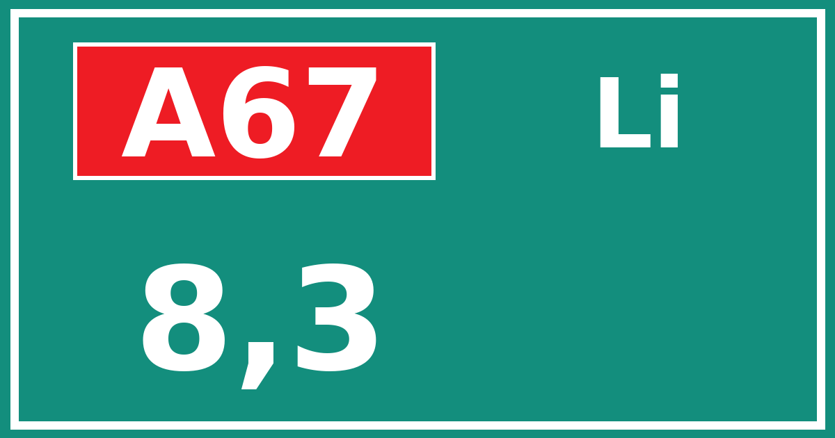 Hectometerbord A67 8,3 zijde Li