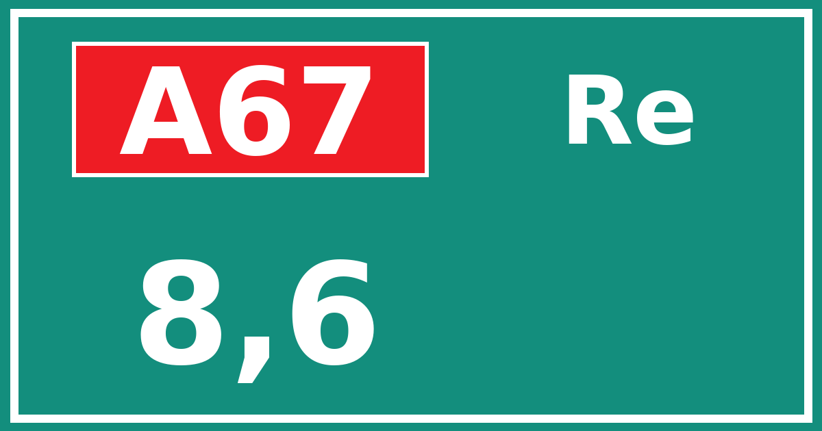 Hectometerbord A67 8,6 zijde Re