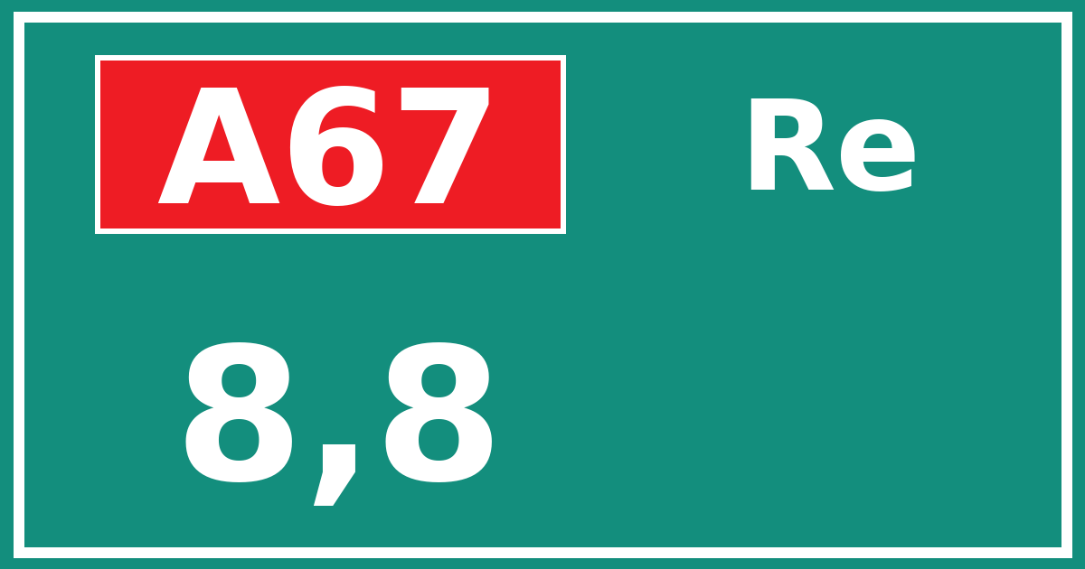 Hectometerbord A67 8,8 zijde Re