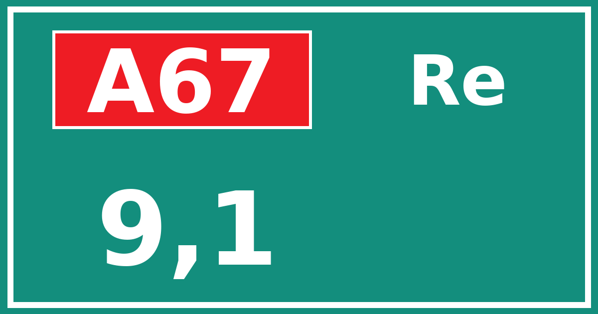 Hectometerbord A67 9,1 zijde Re
