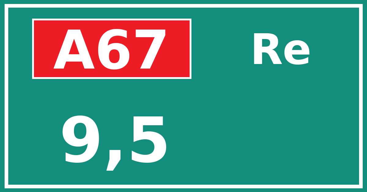 Hectometerbord A67 9,5 zijde Re
