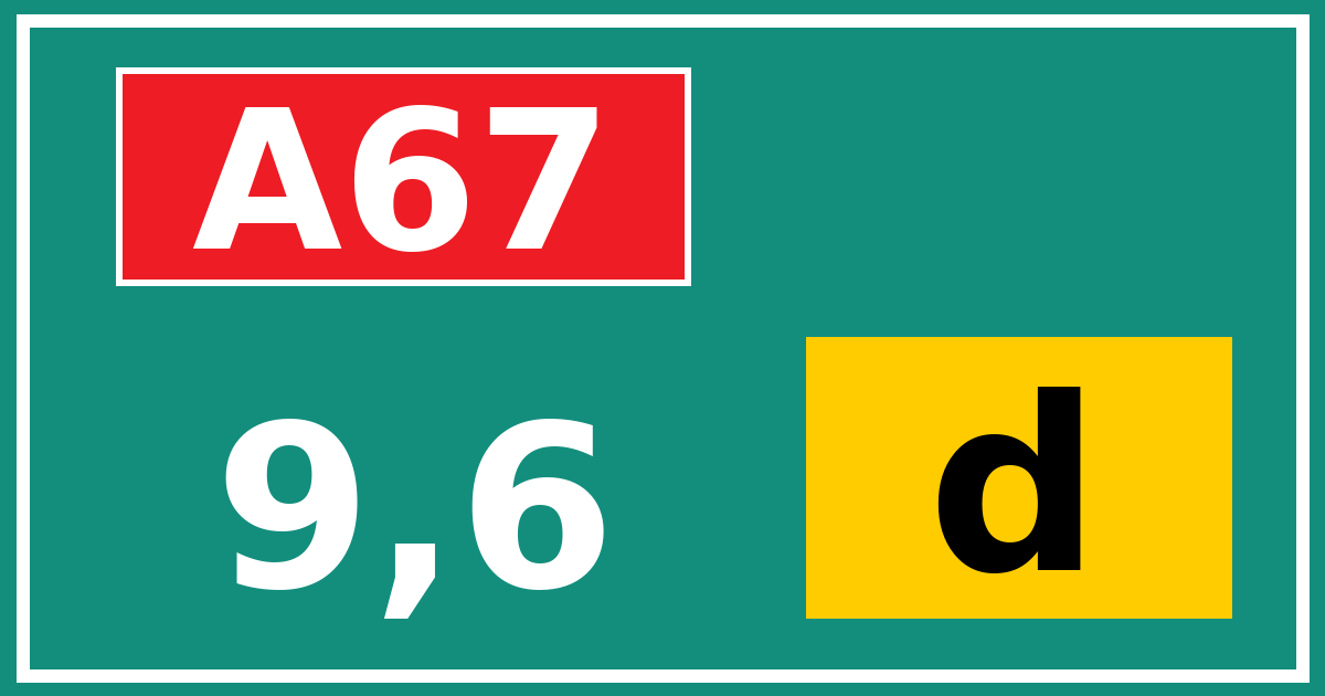 Hectometerbord A67 9,6 letter d