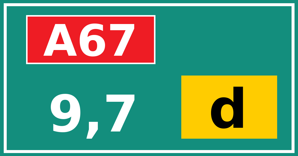 Hectometerbord A67 9,7 letter d