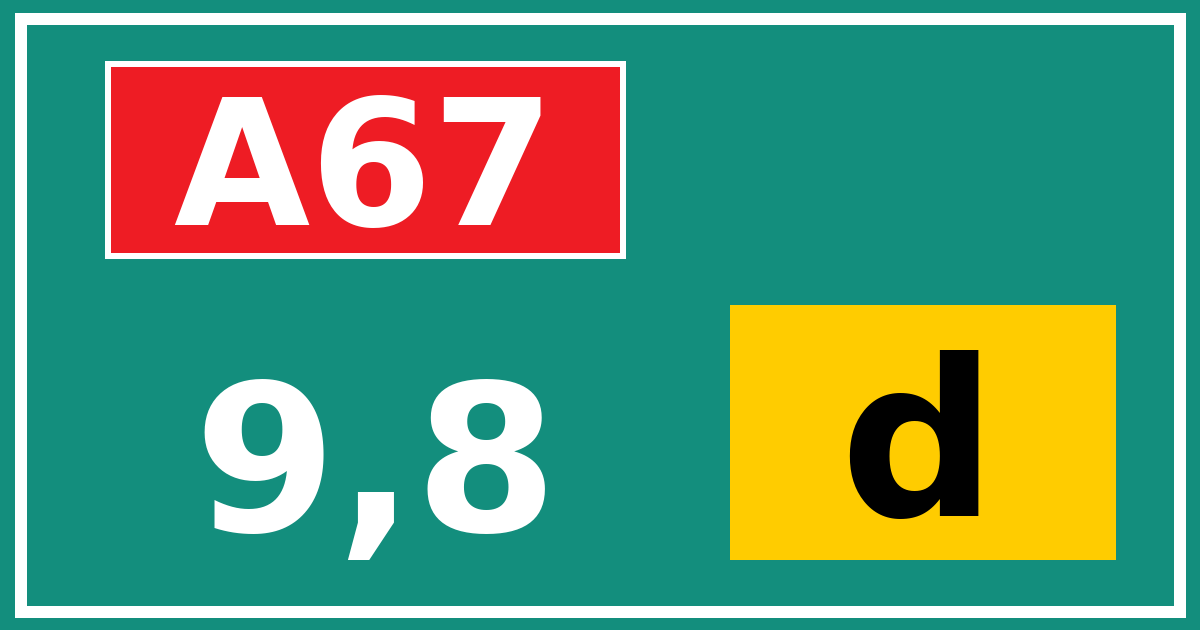 Hectometerbord A67 9,8 letter d