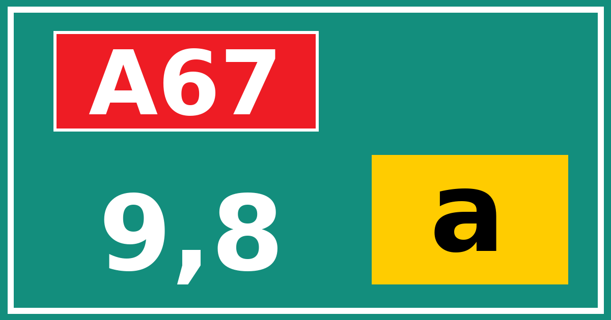 Hectometerbord A67 9,8 letter a