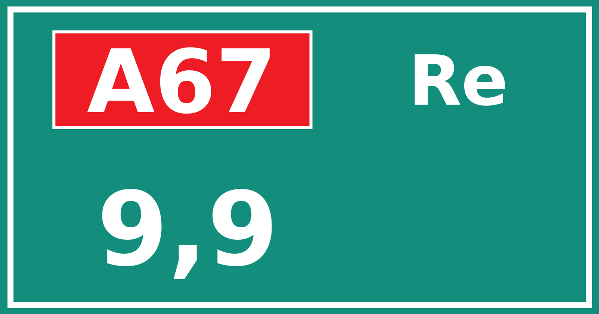 Hectometerbord A67 9,9 zijde Re