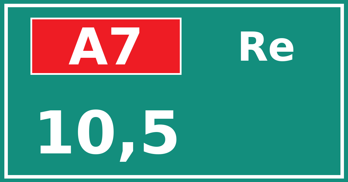 Hectometerbord A7 10,5 zijde Re